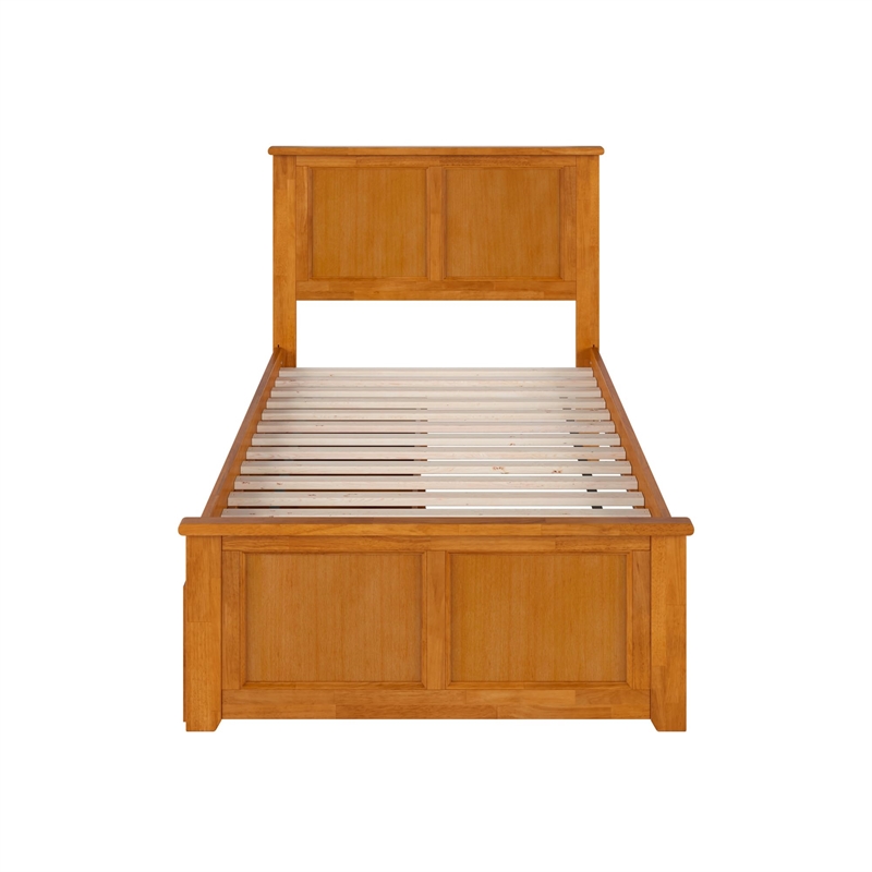 Madison Queen Platform Bed with Matching Footboard and Drawers in Light Toffee
