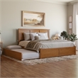 Madison King Wood Platform Bed with Footboard and Trundle in Light Toffee