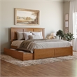 Madison King Wood Platform Bed with Footboard & Storage Drawers in Light Toffee