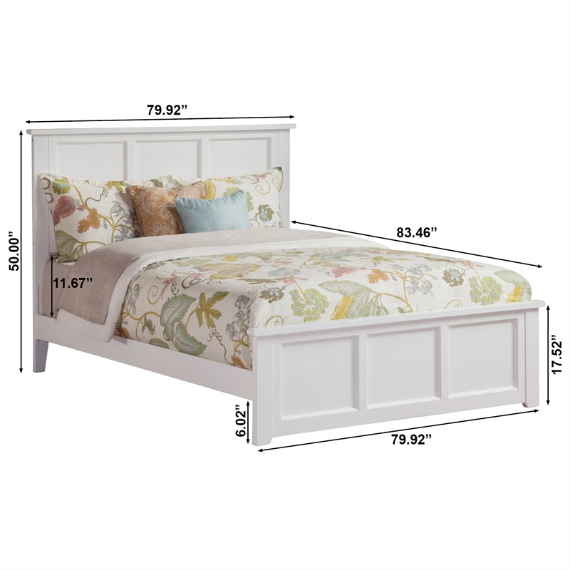 Madison King Low Profile Platform Bed with Matching Footboard in White