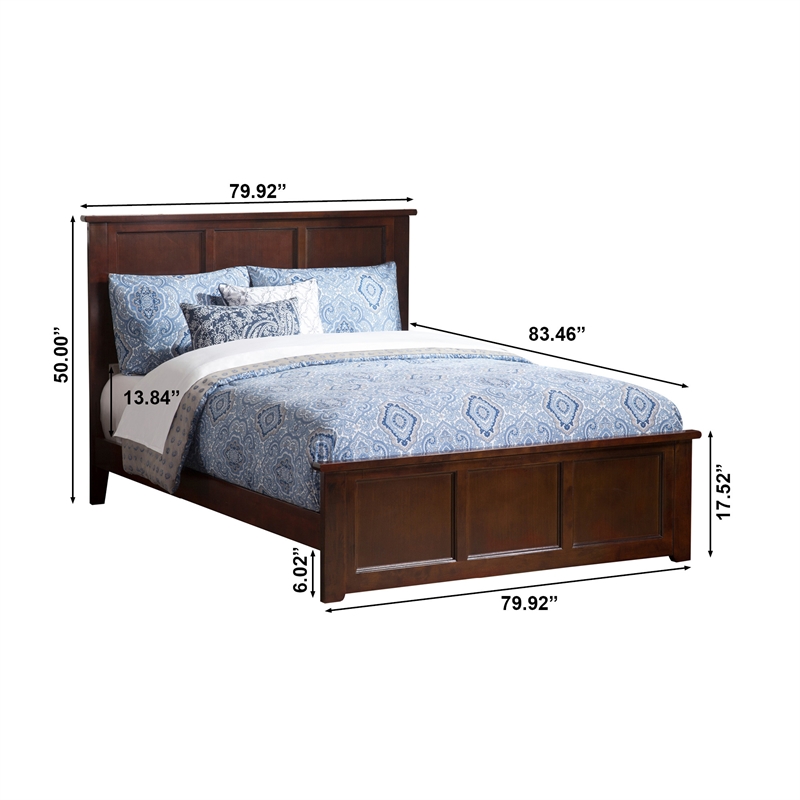 Madison King Low Profile Platform Bed with Matching Footboard in Walnut