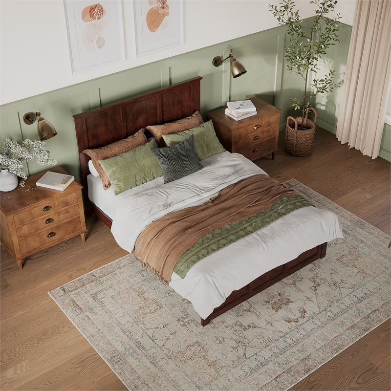 Madison King Low Profile Platform Bed with Matching Footboard in Walnut