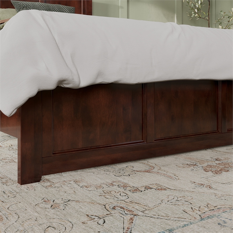 Madison King Low Profile Platform Bed with Matching Footboard in Walnut