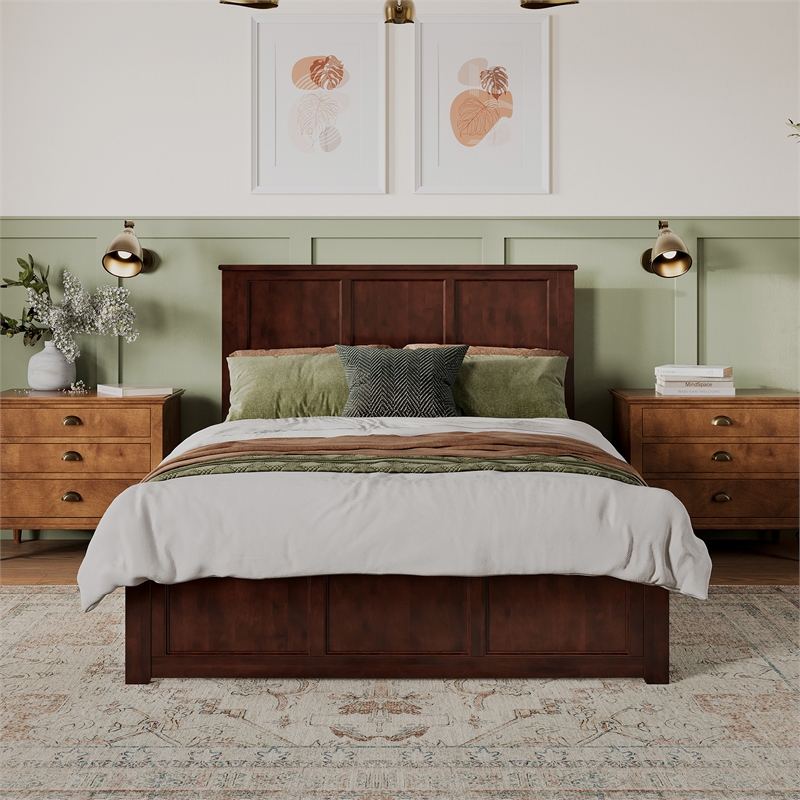 Madison King Low Profile Platform Bed with Matching Footboard in Walnut