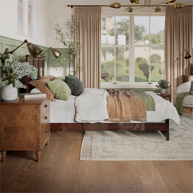 Madison King Low Profile Platform Bed with Matching Footboard in Walnut