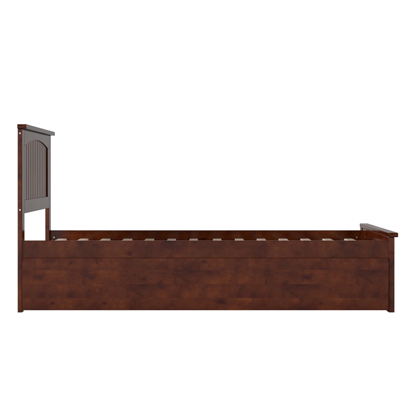 Nantucket Twin XL Platform Bed with Matching Footboard and TXL Trundle in Walnut