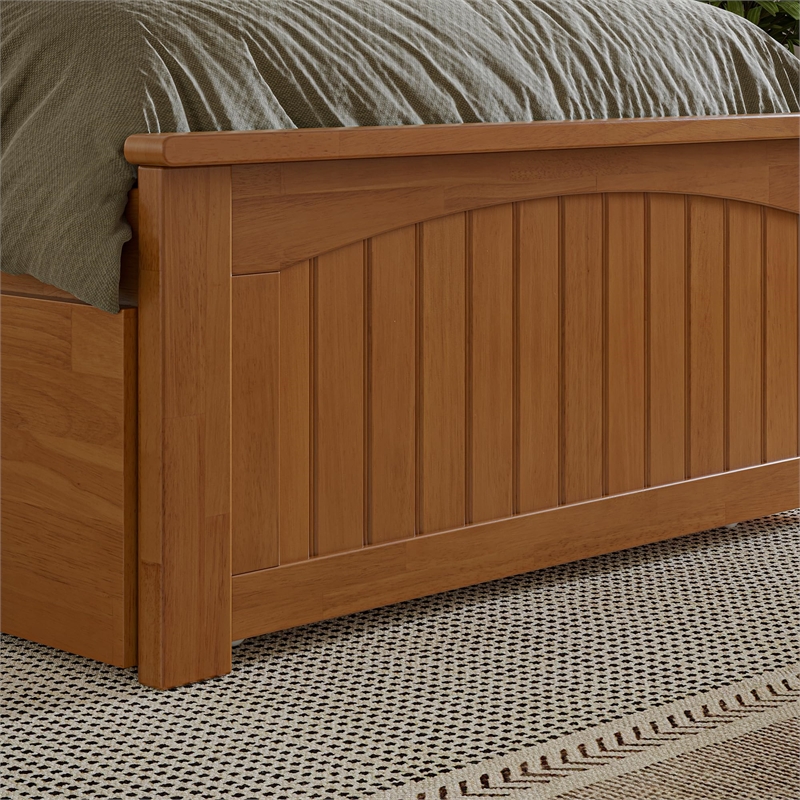 Nantucket TXL Platform Bed with Matching Footboard & TXL Trundle in Light Toffee
