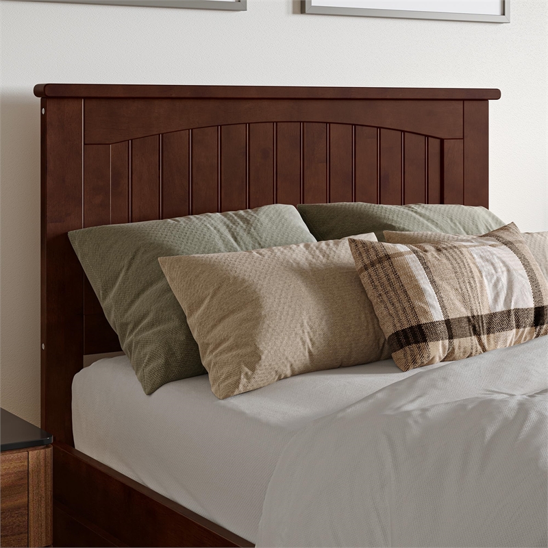 Nantucket Twin XL Wood Platform Bed with Matching Footboard & Drawers in Walnut