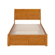 Portland Full Wood Platform Bed with Footboard and Full Trundle in Light Toffee