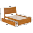 Portland Full Wood Platform Bed with Footboard and Full Trundle in Light Toffee