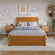 Portland Full Wood Platform Bed with Footboard and Full Trundle in Light Toffee