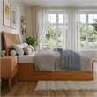 Portland Full Wood Platform Bed with Footboard and Full Trundle in Light Toffee