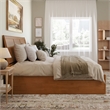 Portland King Wood Platform Bed with Footboard and TXL Trundle in Light Toffee