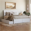 Portland King Wood Platform Bed with Footboard and Storage Drawers in White