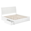Portland King Wood Platform Bed with Footboard and Storage Drawers in White