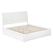 Portland King Wood Platform Bed with Footboard and Storage Drawers in White