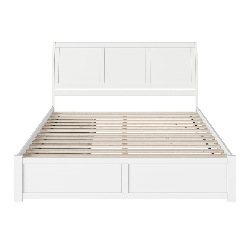 Portland King Wood Platform Bed with Footboard and Storage Drawers in White