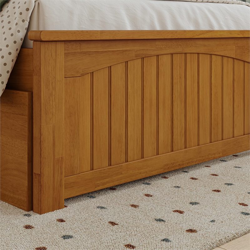 Nantucket Twin Platform Bed with Matching Footboard and Drawers in Light Toffee
