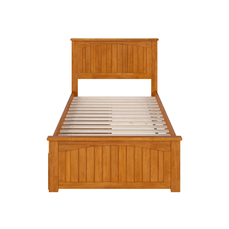 Nantucket Twin Platform Bed with Matching Footboard and Drawers in Light Toffee