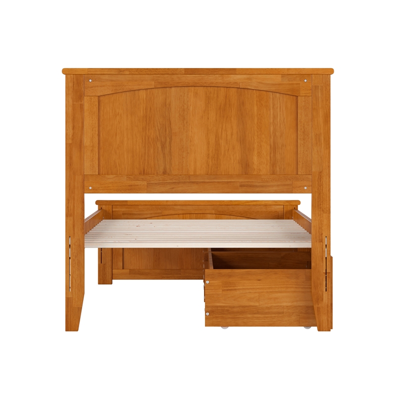 Nantucket Twin Platform Bed with Matching Footboard and Drawers in Light Toffee
