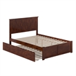 Nantucket Full Wood Platform Bed with Footboard and Twin Trundle in Walnut