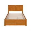 Nantucket Full Wood Platform Bed with Footboard and Twin Trundle in Light Toffee