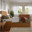 Nantucket Full Wood Platform Bed with Footboard and Full Trundle in Light Toffee