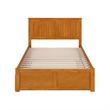 Nantucket Full Wood Platform Bed with Footboard and Full Trundle in Light Toffee