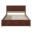 Madison King Wood Platform Bed with Matching Footboard and Drawers in Walnut