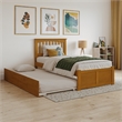 Mission Twin Wood Platform Bed with Footboard and Twin Trundle in Light Toffee