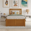 Mission Twin Wood Platform Bed with Footboard and Twin Trundle in Light Toffee