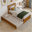 Mission Twin Wood Platform Bed with Footboard and Twin Trundle in Light Toffee