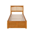 Mission Twin Wood Platform Bed with Footboard and Twin Trundle in Light Toffee