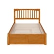 Mission Full Wood Platform Bed with Footboard and Twin Trundle in Light Toffee