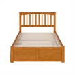 Mission Full Wood Platform Bed with Footboard and Full Trundle in Light Toffee