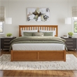 Mission King Wood Platform Bed with Footboard and TXL Trundle in Light Toffee