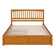 Mission King Wood Platform Bed with Footboard and TXL Trundle in Light Toffee