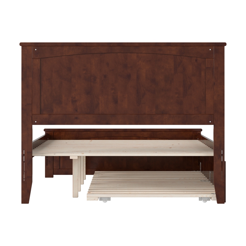Nantucket Full Platform Bed with Matching Footboard and Twin Trundle in Walnut