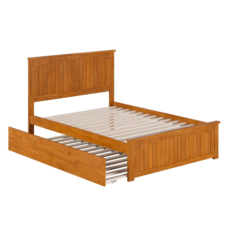 Nantucket Full Platform Bed w/Matching Footboard & Twin Trundle in Light Toffee