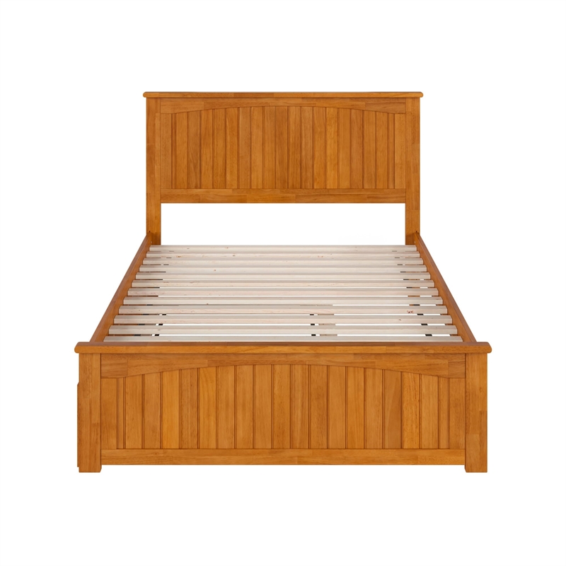 Nantucket Full Platform Bed w/Matching Footboard & Twin Trundle in Light Toffee