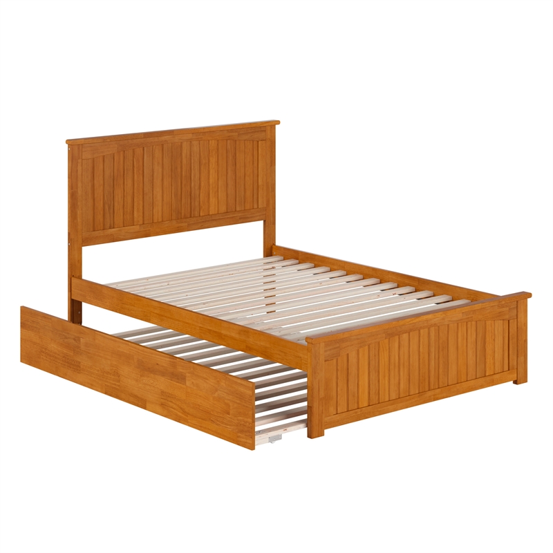 Nantucket Full Platform Bed w/Matching Footboard & Full Trundle in Light Toffee