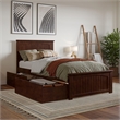 Nantucket Full Wood Platform Bed with Matching Footboard and Drawers in Walnut