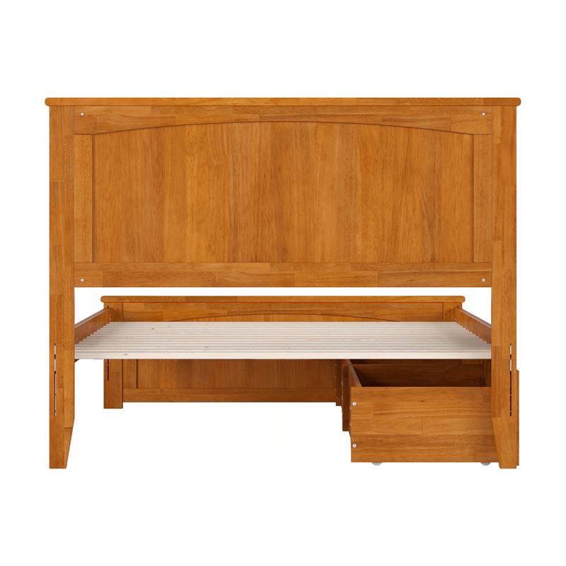 Nantucket Full Platform Bed with Matching Footboard and Drawers in Light Toffee