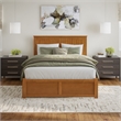 Nantucket Queen Wood Platform Bed with Footboard and TXL Trundle in Light Toffee