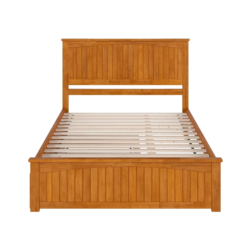Nantucket Queen Platform Bed w/Matching Footboard & TXL Trundle in Light Toffee