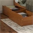 Nantucket Queen Platform Bed with Matching Footboard and Drawers in Light Toffee