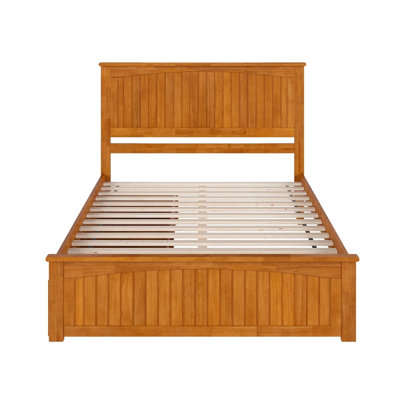 Nantucket Queen Platform Bed with Matching Footboard and Drawers in Light Toffee