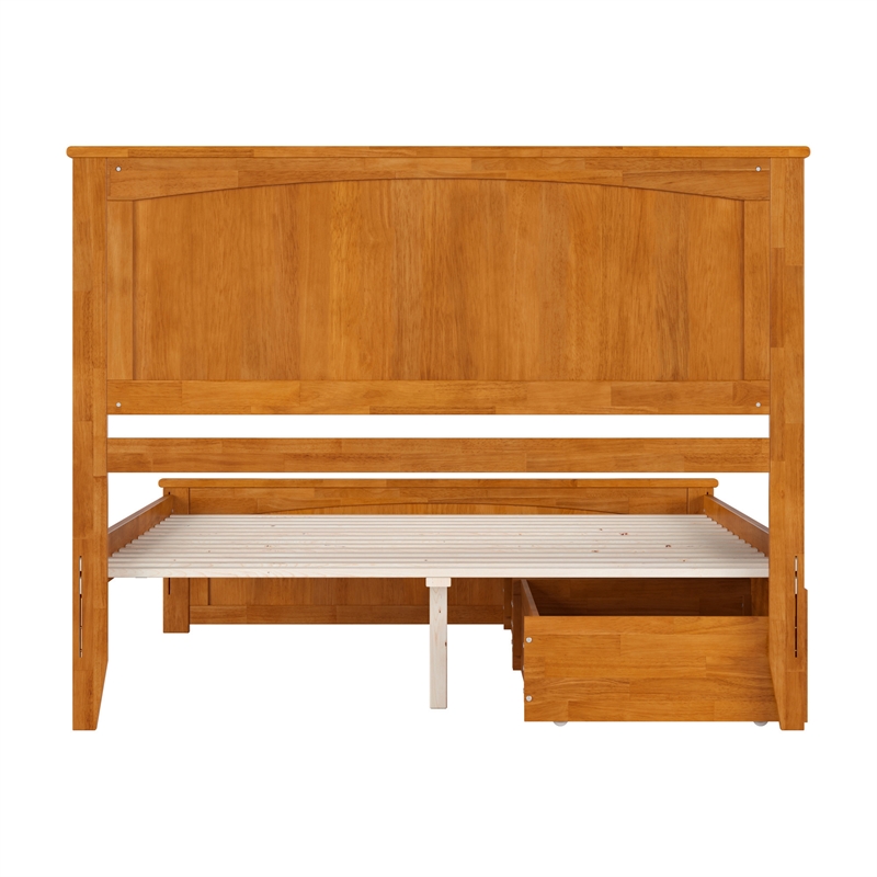Nantucket Queen Platform Bed with Matching Footboard and Drawers in Light Toffee