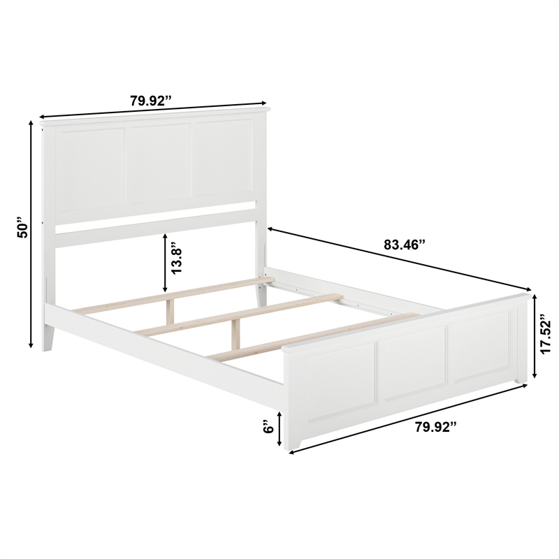 Madison King Wood Foundation Bed Frame with Matching Footboard in White
