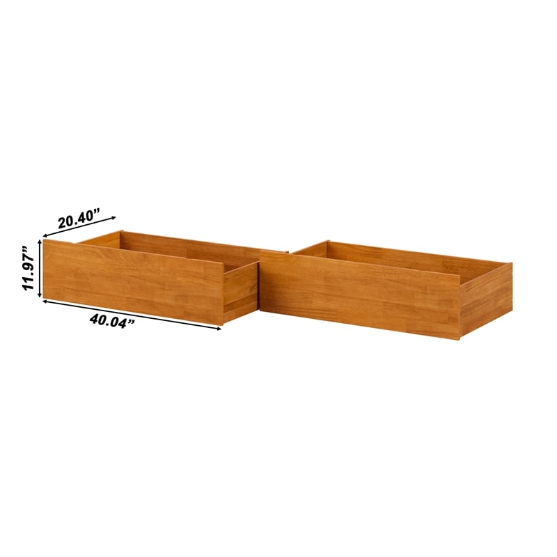 Queen/King/Twin XL Urban Solid Wood Bed Drawers in Light Toffee
